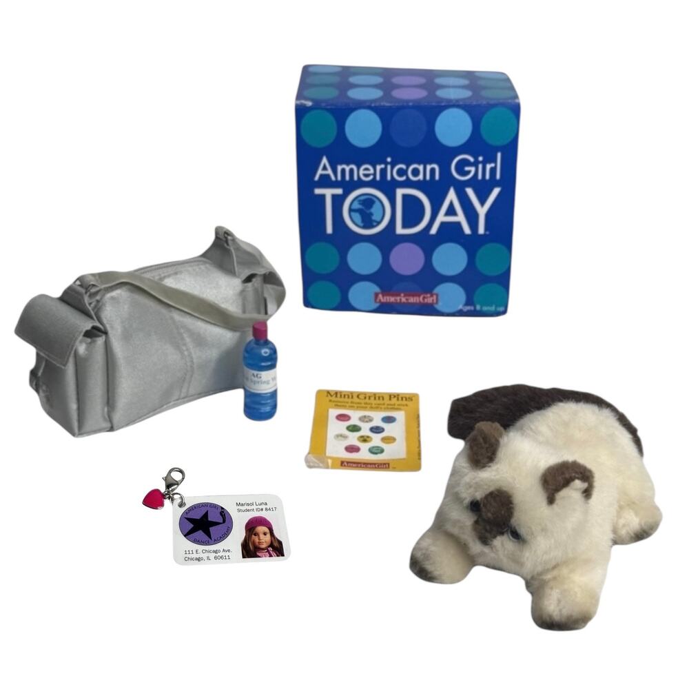 American Girl Marisol Cat Duffle Dance Set Water Bottle ID Card Doll Accessories